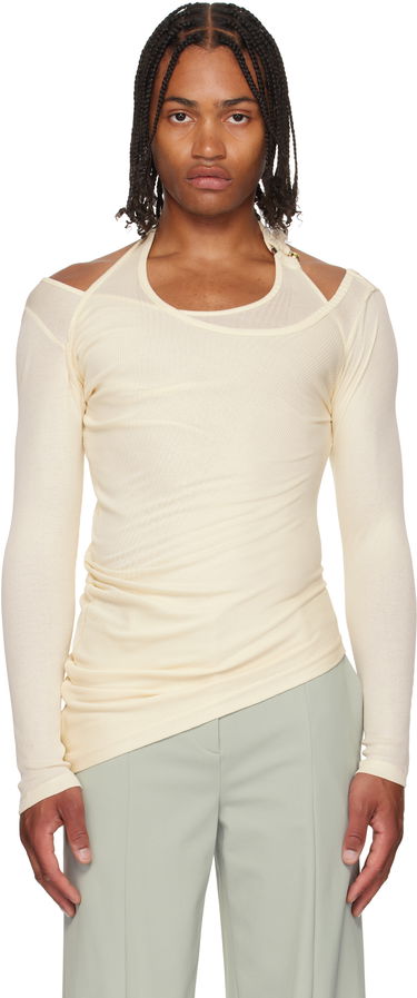 T-shirt Jean Paul Gaultier Jean Paul Gaultier 'Gaultier' Piercing Detail Long Sleeve Top Beige | 25/03-W-TO287-J000-03, 0