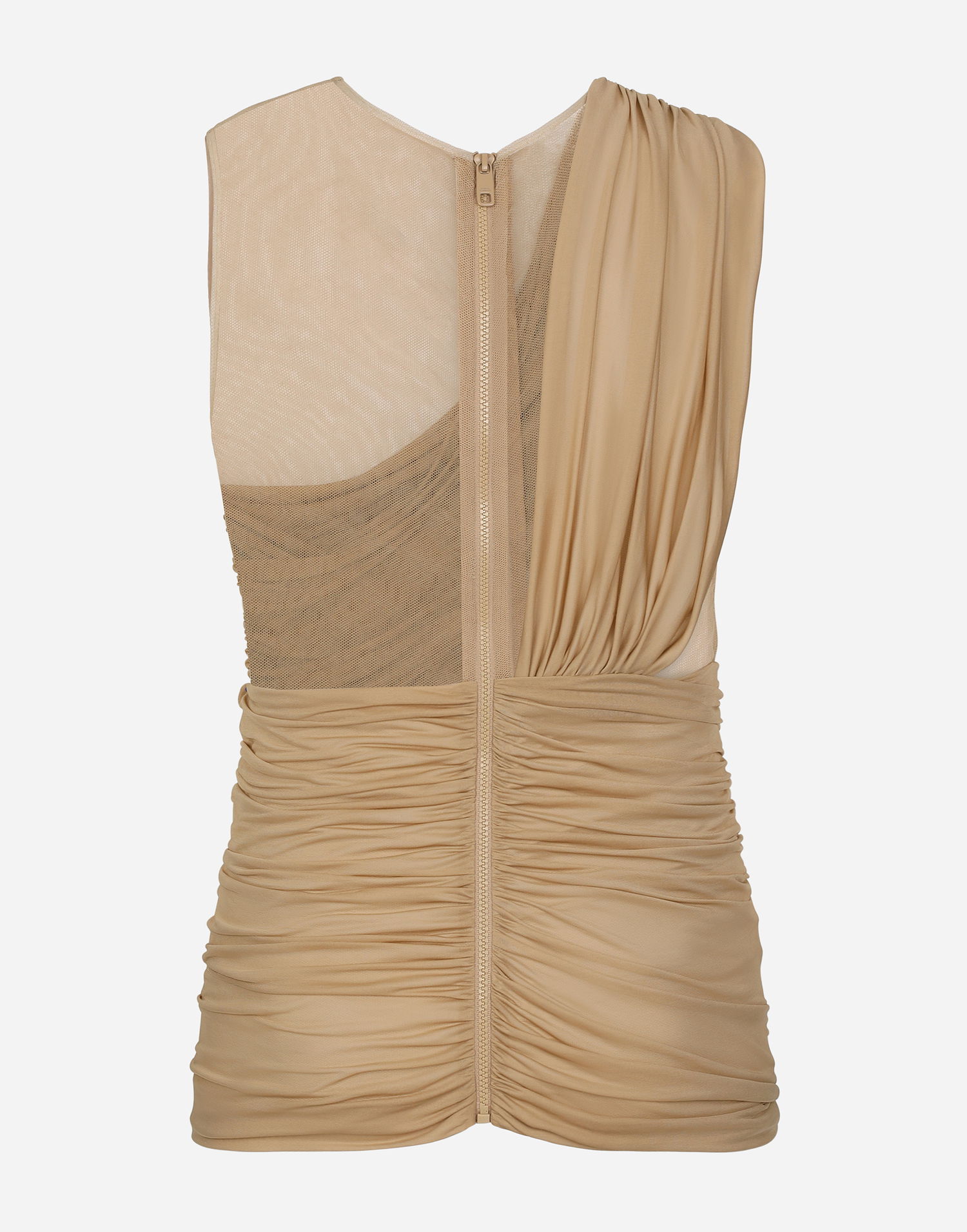 Tanktop Dolce & Gabbana Stretch Tulle T-shirt With Draping Beige | G8RW3TG7M7SS9000, 1