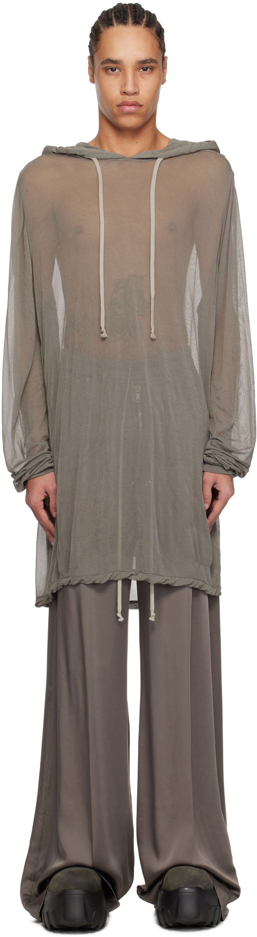 Sweater Rick Owens Rick Owens Hollywood Viscose Crepe Jersey Hoodie Grå | RR01E5285 JCR