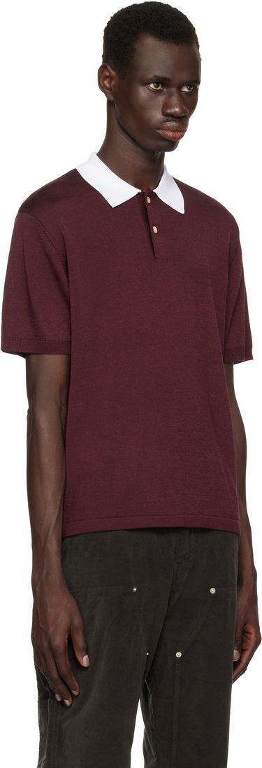 Polo skjorte Wales Bonner Wales Bonner Sun Polo Bourgogne | US25KN20-KN01-350 RAYON / MERINO, 1