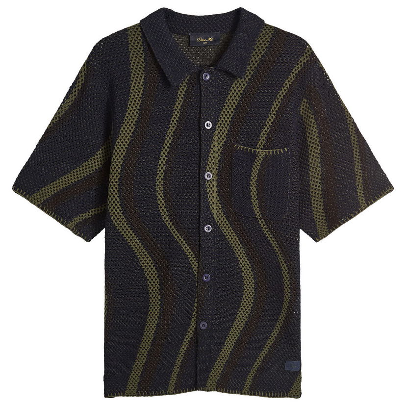 Skjorte Dime Dime Soleil Knit Short Sleeve Shirt Grøn | DIMESU257-NVY