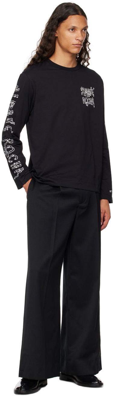 T-shirt Simone Rocha Simone Rocha Printed Ribbon Logo Long Sleeve T-Shirt Sort | 5194P19P21-M 0569, 3