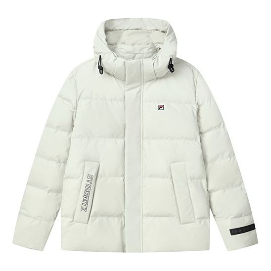Puffer jakke FILA Embroidered Logo Hooded Down Jacket Hvid | F11M148901F-LG
