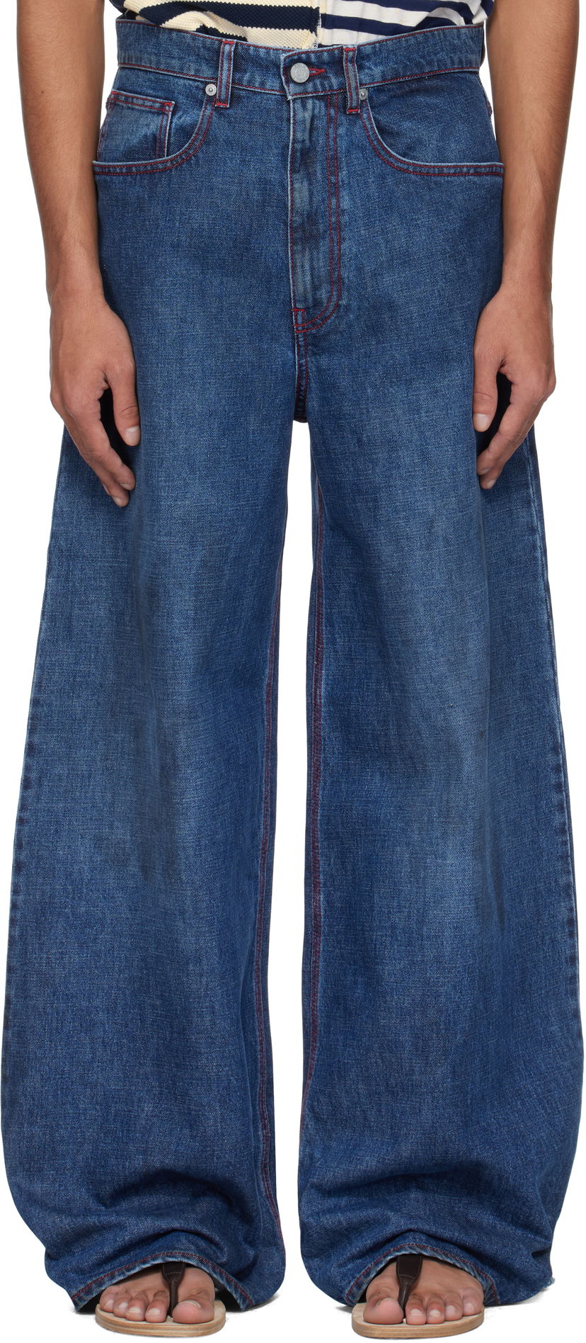 Jeans ERL ERL Baggy Indiana Distressed Jeans Blå | ERL10P013