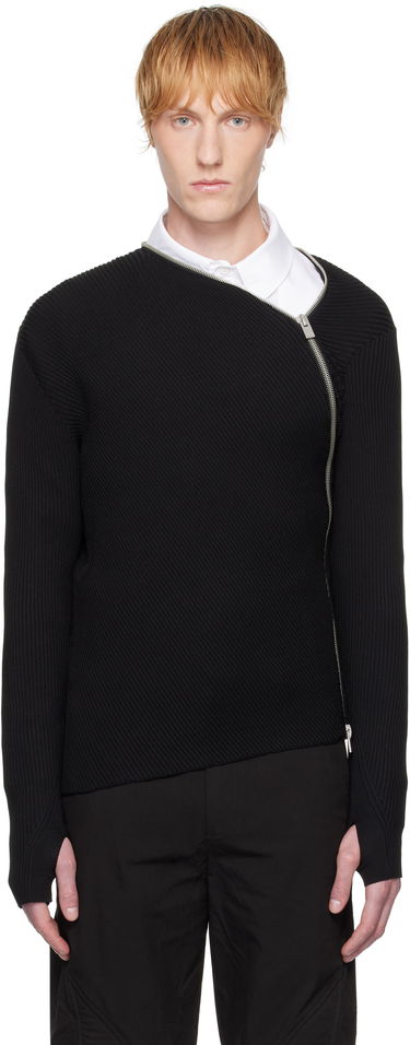 Sweater HELIOT EMIL HELIOT EMIL Tied Zip Knit Sweater Sort | SS25_M_07_045_BLK01_CO, 0