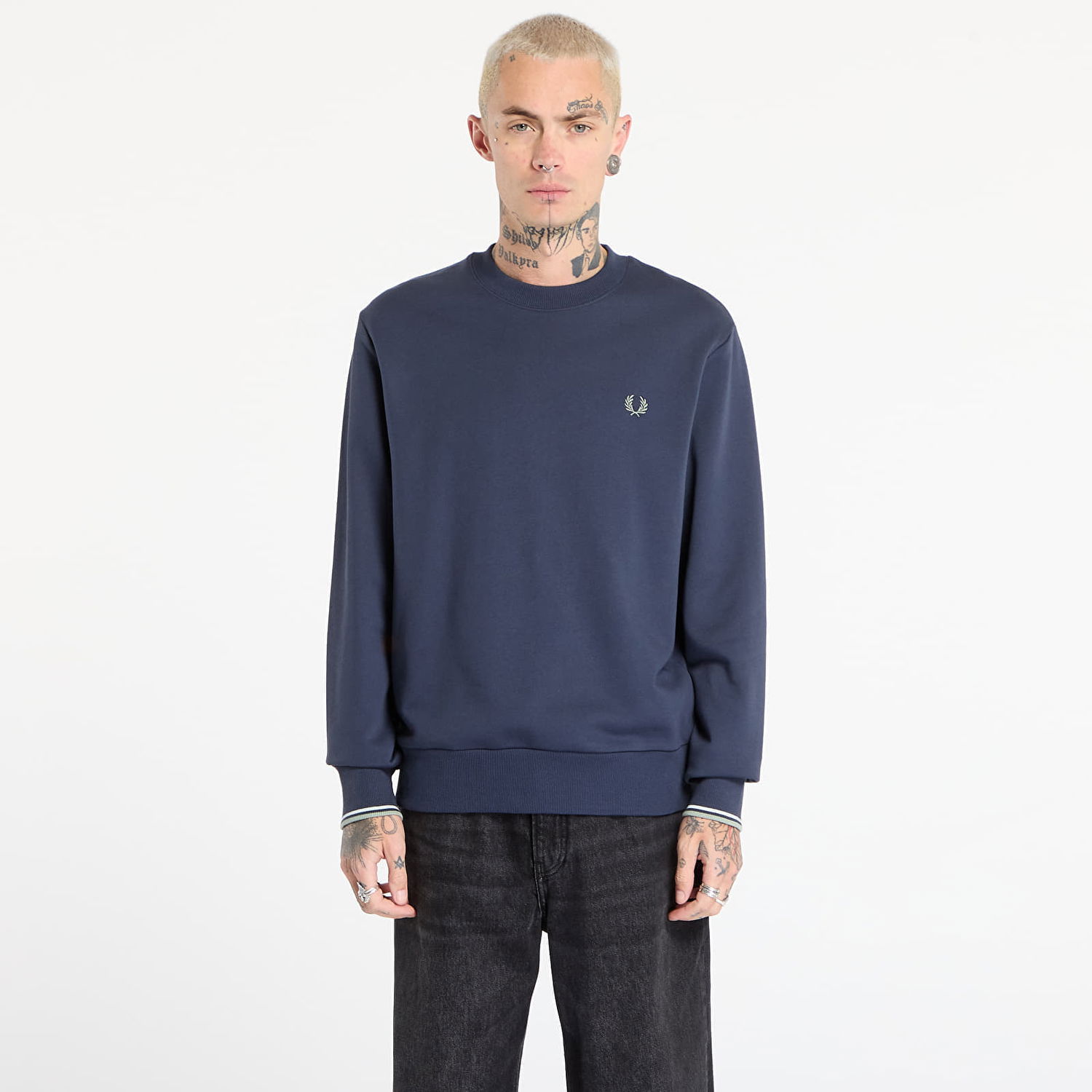 Sweatshirt Fred Perry Crew Neck Sweatshirt Mørkeblå | M7535 Z47, 0