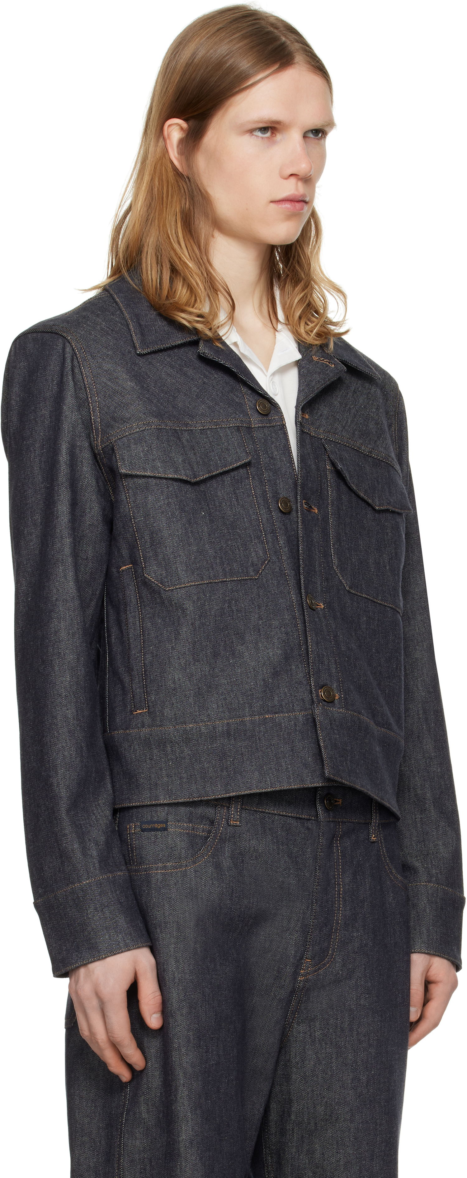 Jakke Courrèges Courrèges Utility Trucker Denim Jacket Blå | 125DBL250DE0035, 1