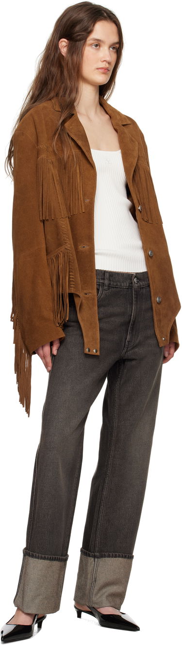 Jakke Coperni Coperni Fringed Suede Jacket Brun | COPOW37F6036, 3