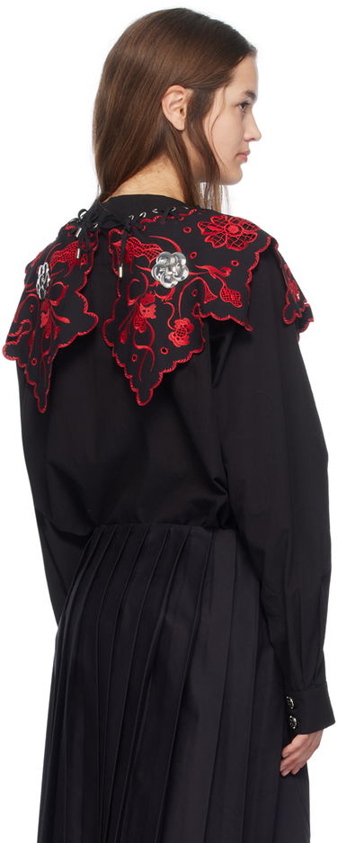 Skjorte Chopova Lowena Marlin Embroidered Detachable-Collar Shirt Sort | 2243, 2