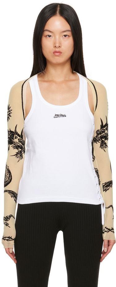 T-shirt Jean Paul Gaultier Off-White 'Safe Sex' Cardigan Beige | 23/15-F-TO120I-T001-63, 0