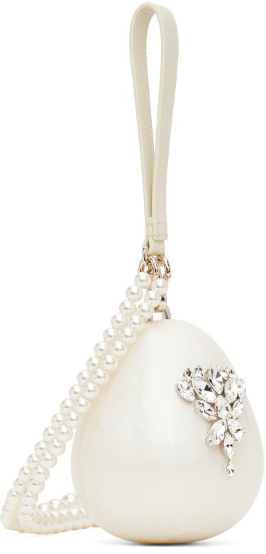 Håndtaske Simone Rocha Simone Rocha Embellished Micro Pearl Egg Bag Hvid | BAG110ECB 0773, 1