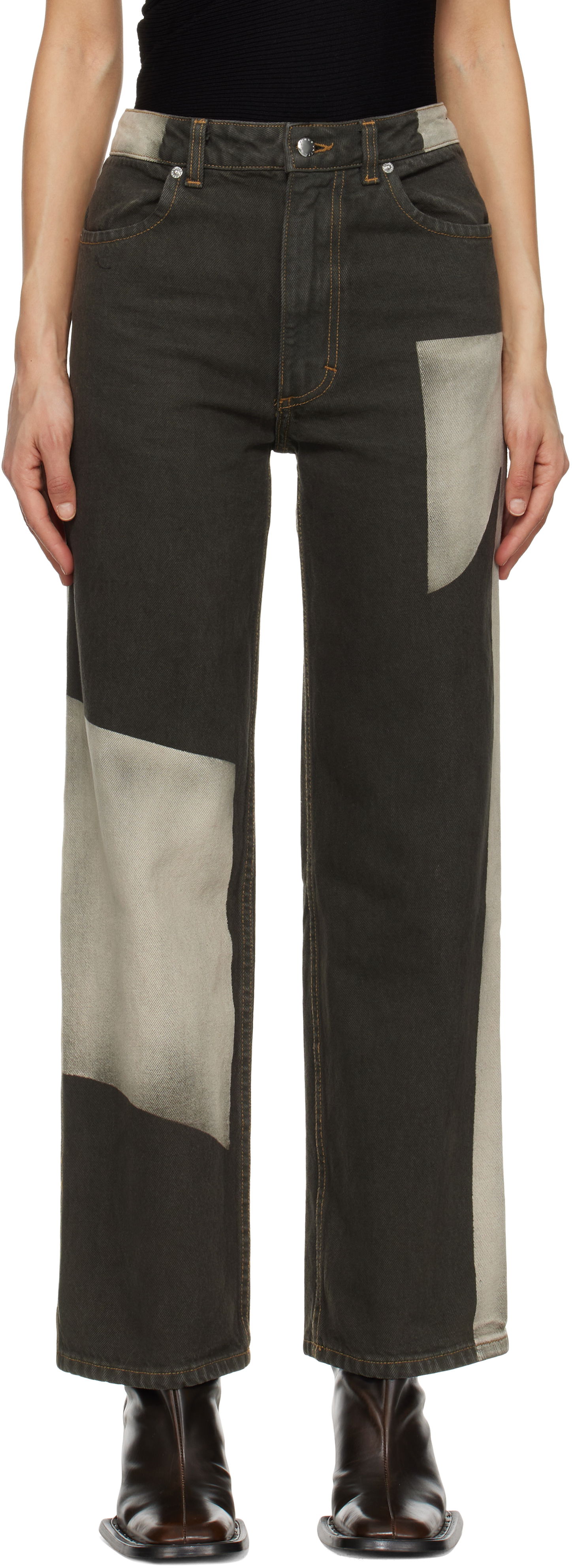 Jeans Eckhaus Latta Eckhaus Latta Wide Leg Jeans Grøn | 334-EL-PS25-T -, 0