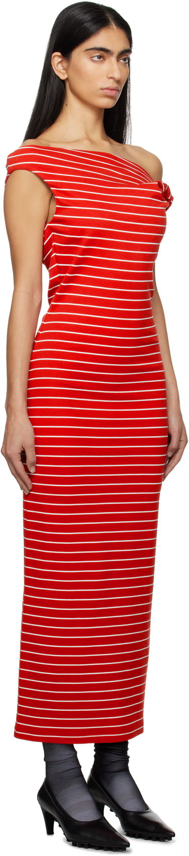 Kjole MSGM MSGM Striped Midi Dress Rød | 3841MDA30 257115, 1
