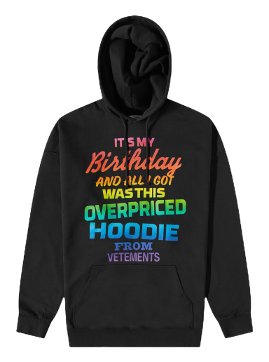 Sweatshirt VETEMENTS Overpriced Birthday Hoodie Black/Rainbow Sort | UE54HD280B