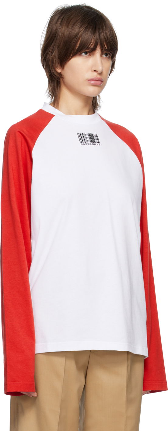 T-shirt VETEMENTS Barcode Long Sleeve T-Shirt Hvid | VL16LS140R, 1
