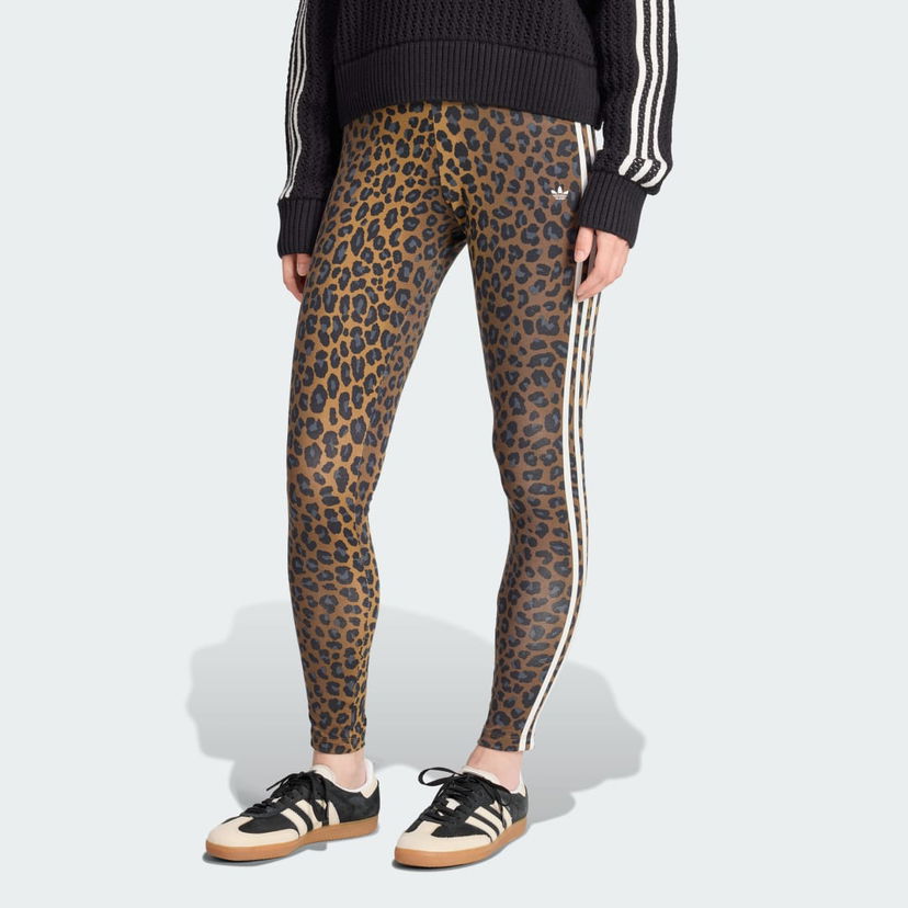Leggings adidas Performance 3-Stripes Leopard Print Leggings Brun | JW7308