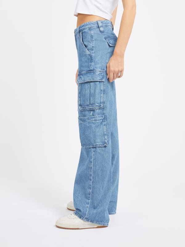 Jeans GUESS Rise Cargo Denim Turkis | W3PA97D5DR1, 0