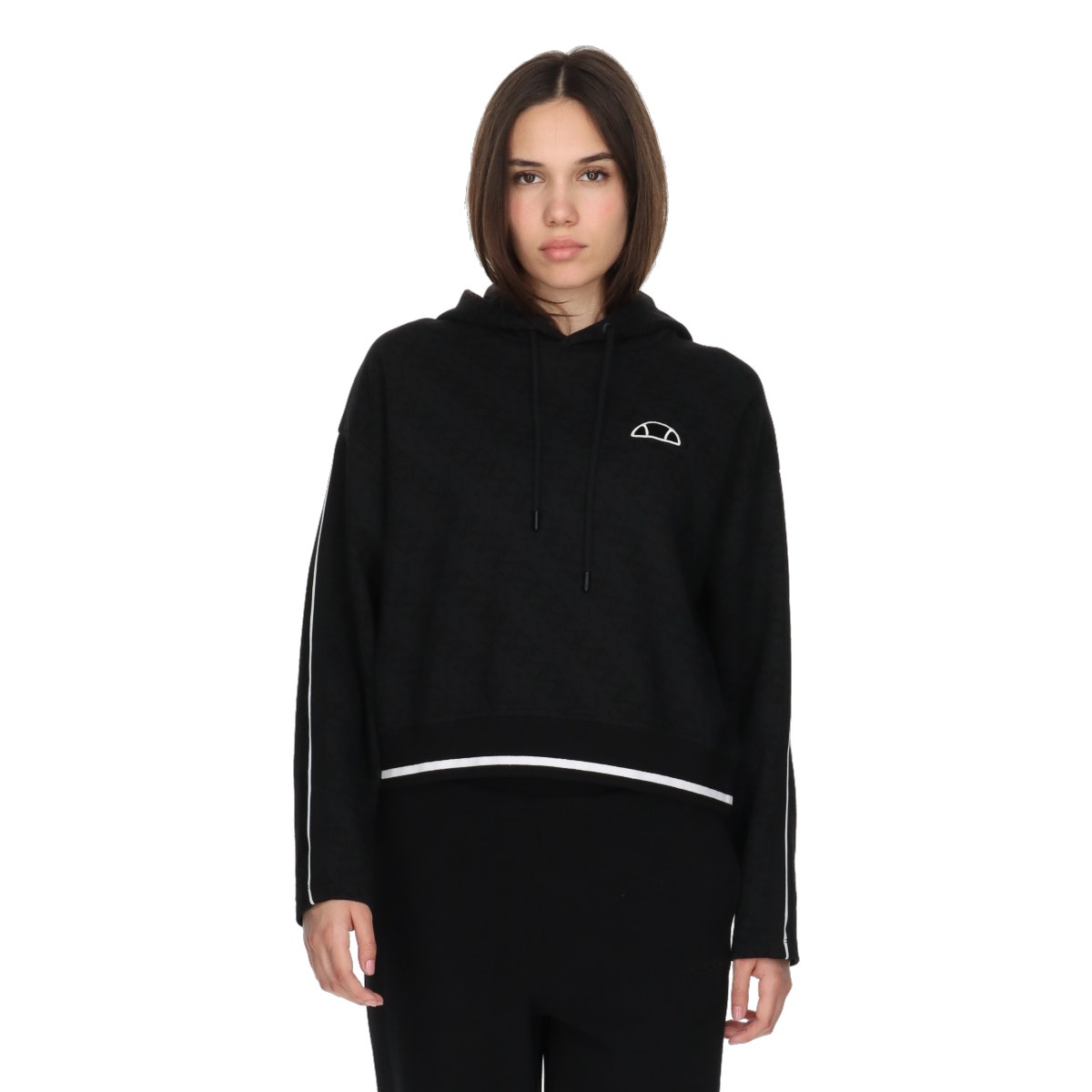 Sweatshirt Ellesse Cropped Striped Hoodie Sort | ELA243F606-01, 0