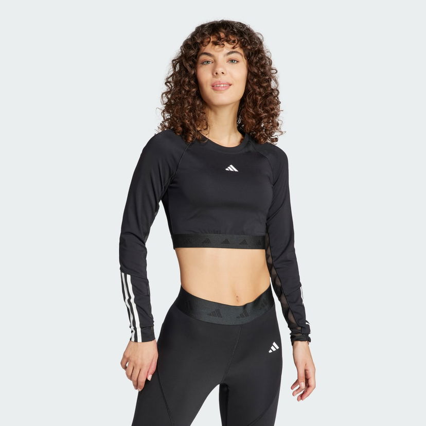Crop top adidas Performance Hyperglam Training Crop Long Sleeve Top Sort | IN6773