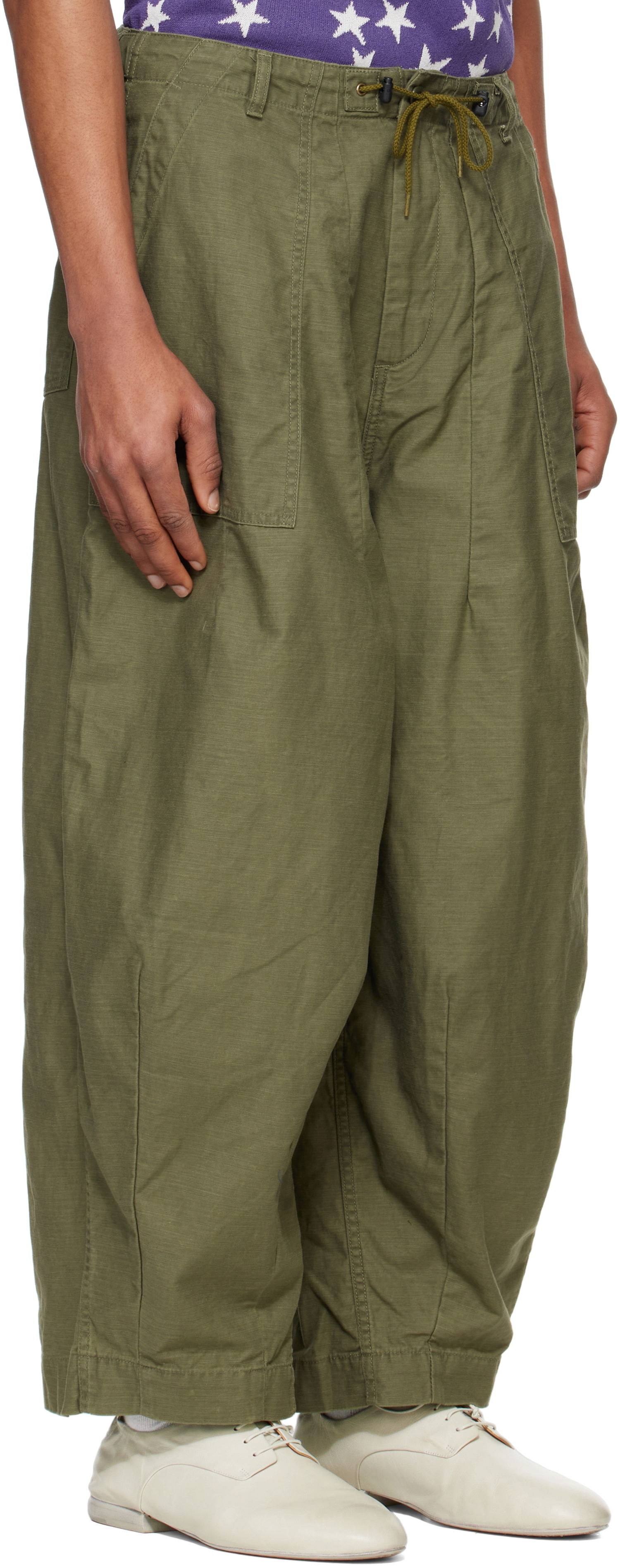 Cargo bukser Needles NEEDLES H.D. Wide-Leg Trousers Grøn | QV153, 1