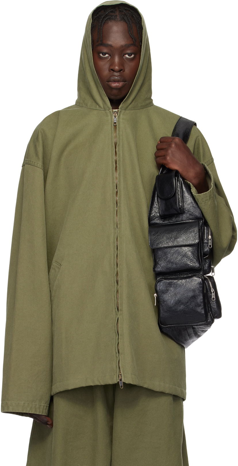 Sweatshirt Balenciaga Balenciaga Hooded Zip-Up Jacket Grøn | 808823TRP103420