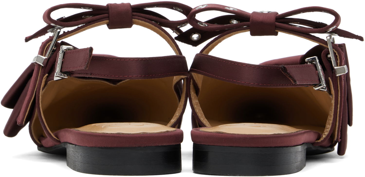 Tilbehør GANNI GANNI Big Bow Slingback Flats Bourgogne | S2860, 1