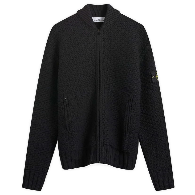 Bomberjakke Stone Island Pure Wool Knitted Full-Zip Bomber Jacket Sort | K2S155100055-V0029