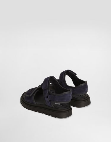 Tilbehør Dolce & Gabbana Dolce & Gabbana Split Leather Logo Print Sandals Mørkeblå | DA5284A443489853, 2