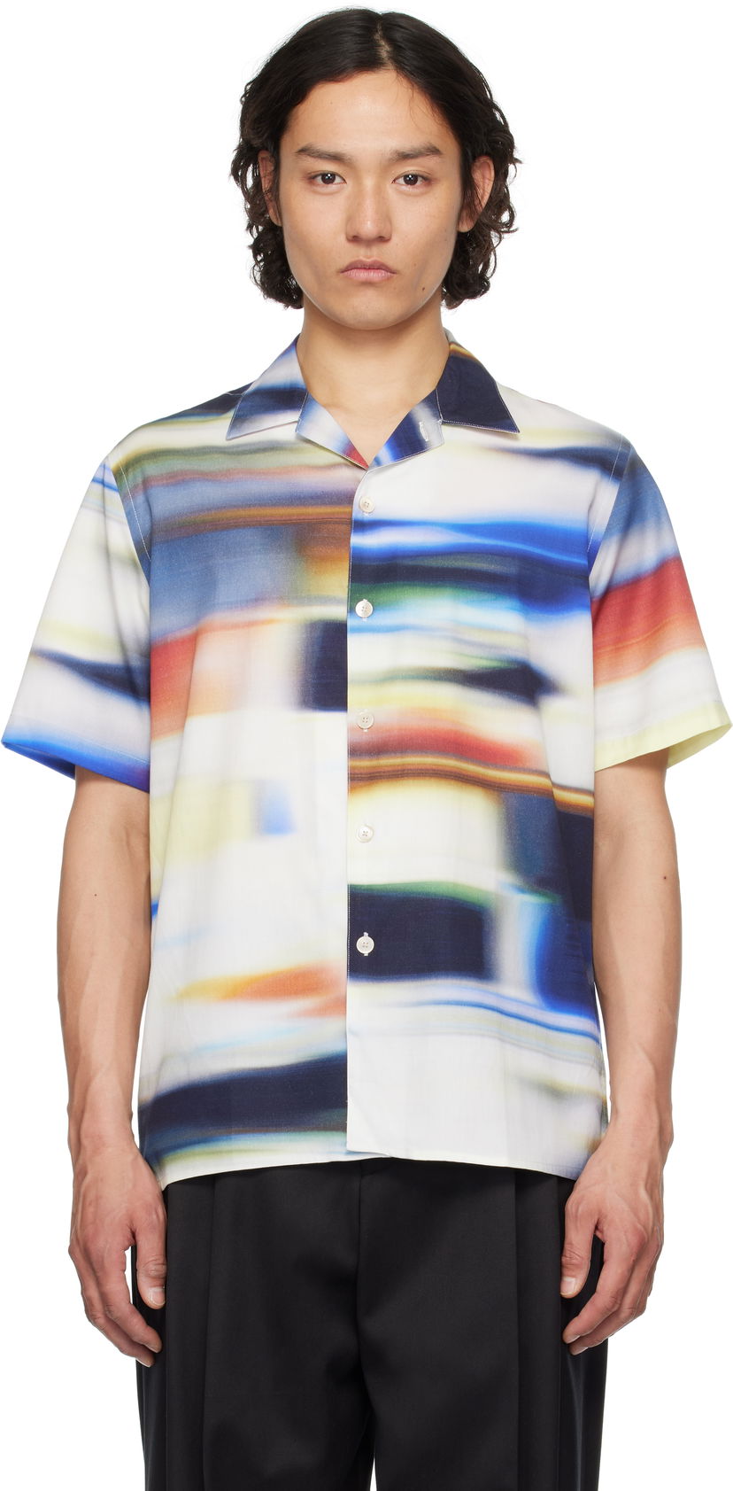 Skjorte Paul Smith PS Paul Smith Motion Blur Short-Sleeve Shirt Flerfarvet | M2R-695U-P22285-01