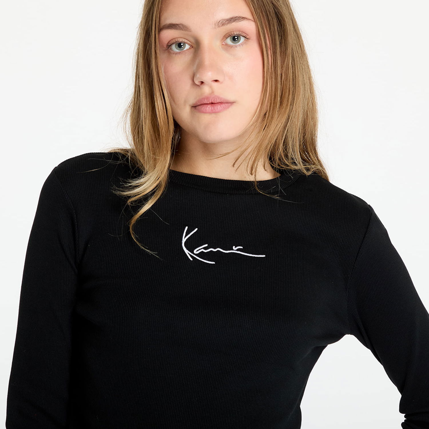 T-shirt Karl Kani T-shirt Small Signature Short Rib Longsleeve Black XS Sort | KW-LS031-001-01, 1
