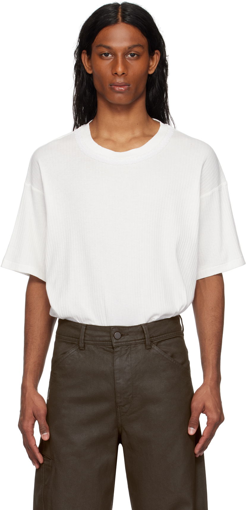T-shirt Bode Bode Beaded Salt Marsh T-shirt Hvid | MRS25CS031
