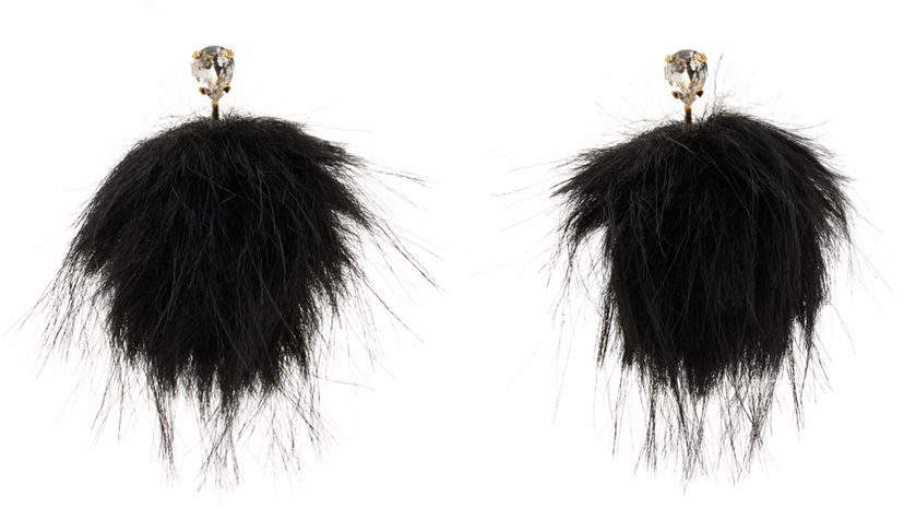 Øreringe Simone Rocha Simone Rocha Crystal Stud Pompom Earrings Sort | ERG505 1090