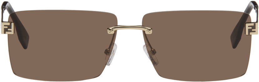 Solbriller FENDI Sky Rectangular Rimless Sunglasses Brun | FE40165UM6032E 840126860023
