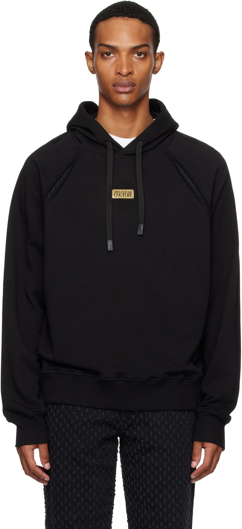 Sweatshirt Versace Outline Barocco Relaxed-Fit Hoodie Sort | E78GAI314_EF0010