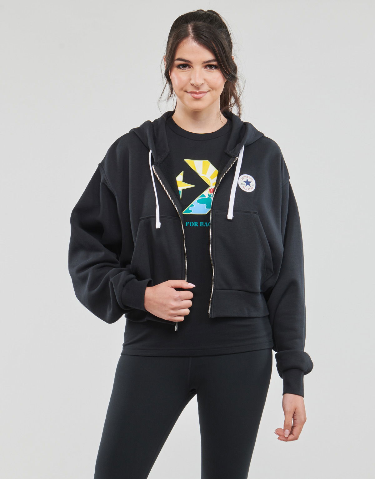 Sweatshirt Converse Retro Chuck Hoodie Sort | 10025888-A01, 1