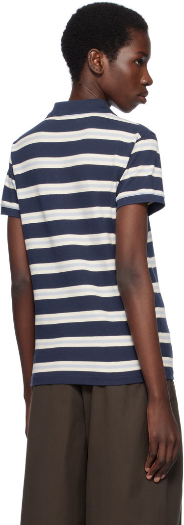 Polo skjorte MAISON KITSUNÉ Kitsuné Baby Fox Patch Stripe Polo Mørkeblå | OW00205KJ7010, 2
