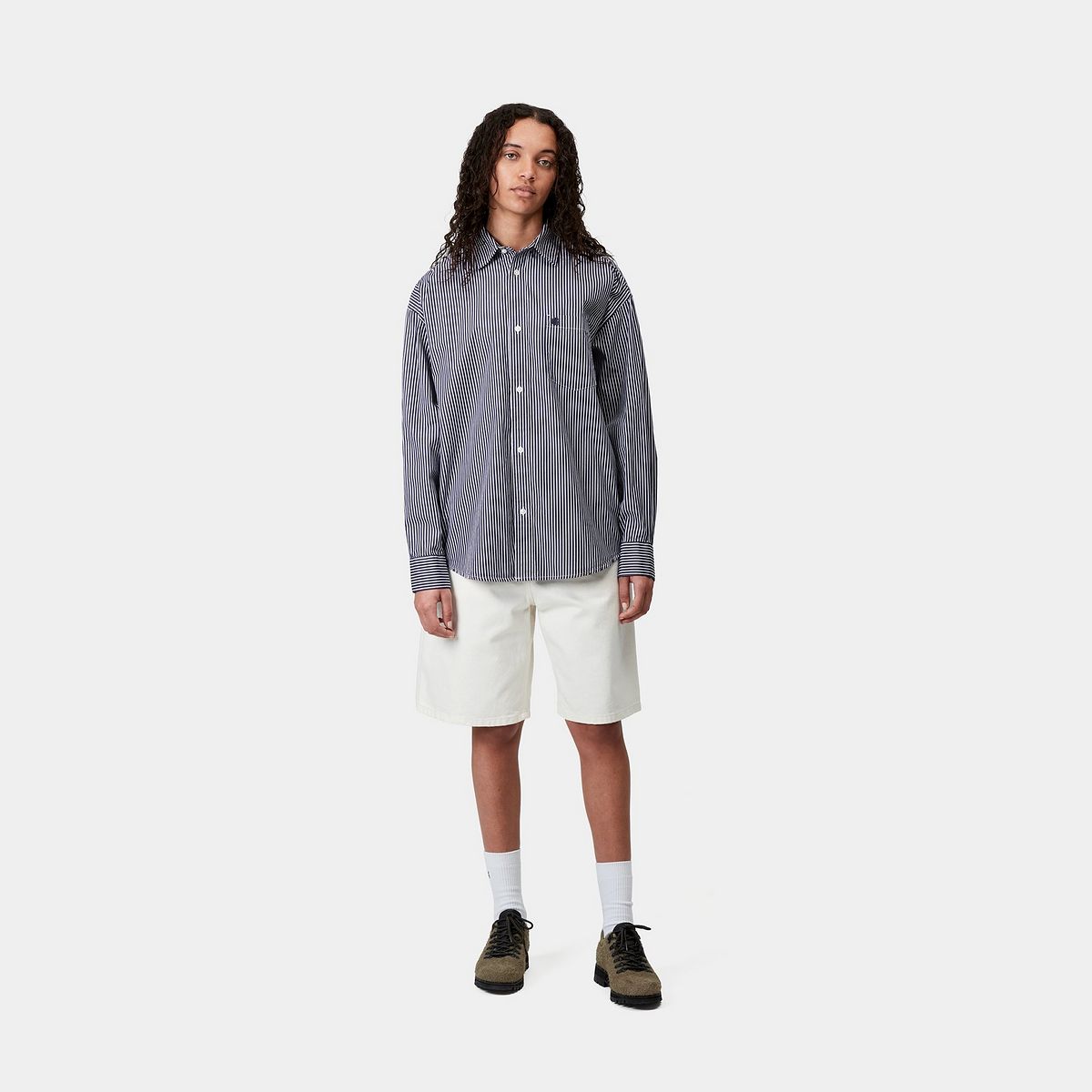 Skjorte Carhartt WIP Carhartt WIP Arvin Long Sleeve Striped Shirt Mørkeblå | I034560_2, 1