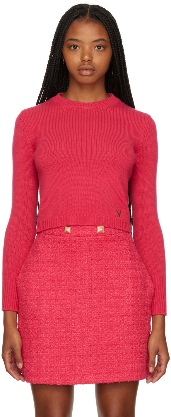 Sweater Valentino Cropped Sweater Lyserød | 1B3KC34I7EV, 0