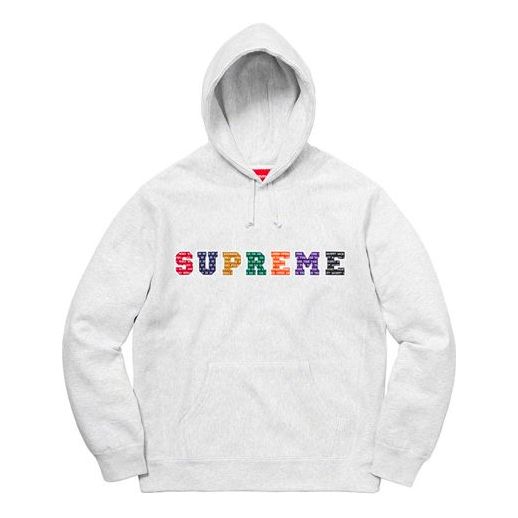 Sweatshirt Supreme Hooded Sweatshirt With Multicolor Logo Print Grå | SUP-FW19-012