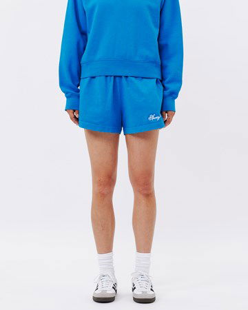 Shorts Sporty & Rich Cursive Logo Embroidered Disco Short Blå | SH853RB, 1