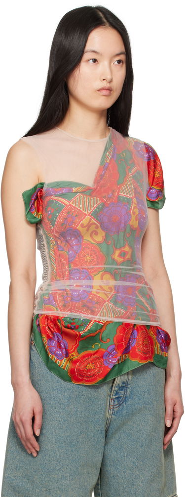 Tanktop Marine Serre Marine Serre Regenerated Silk Scarf Layer Top Flerfarvet | WTO422A UWOV0028, 1