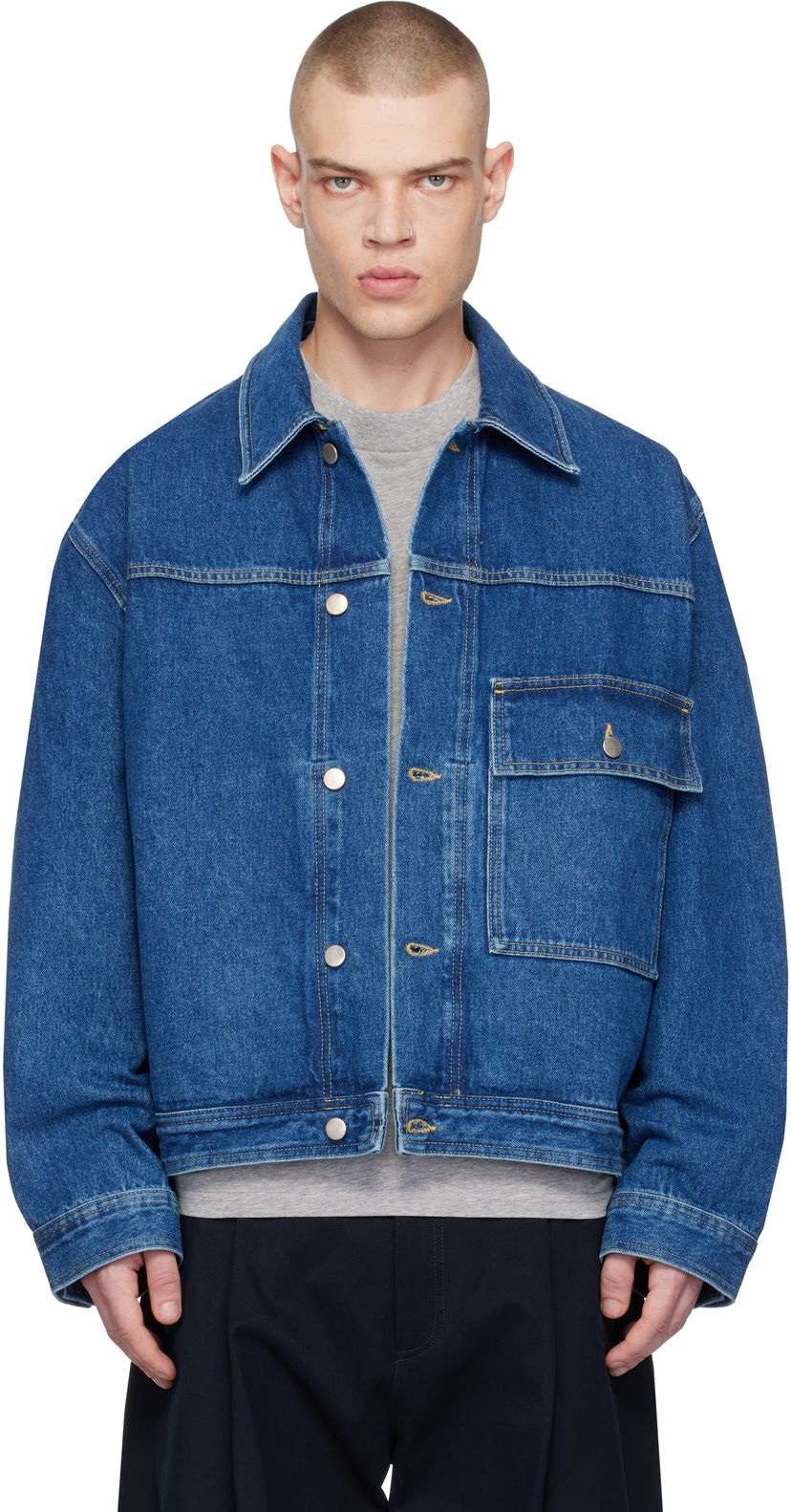 Jakke Studio Nicholson Studio Nicholson Petar Denim Jacket Blå | PETAR SNM-1079