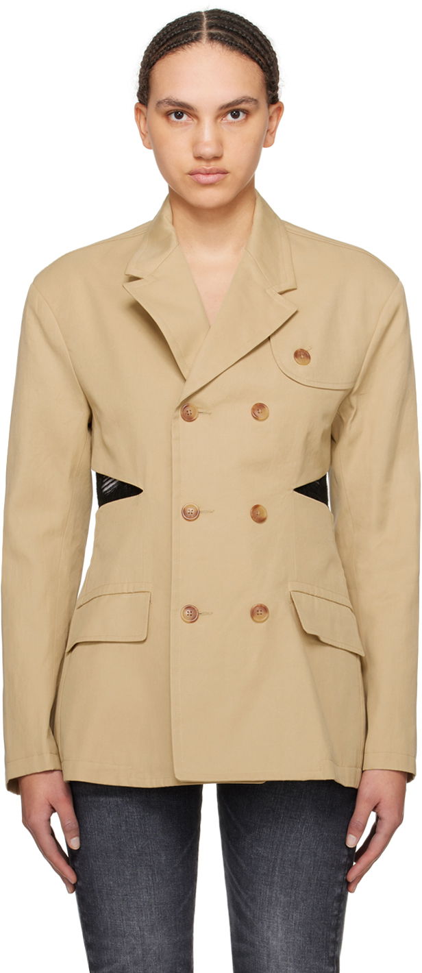 Jakke R13 R13 Open Back Blazer Beige | R13WR257-R318B