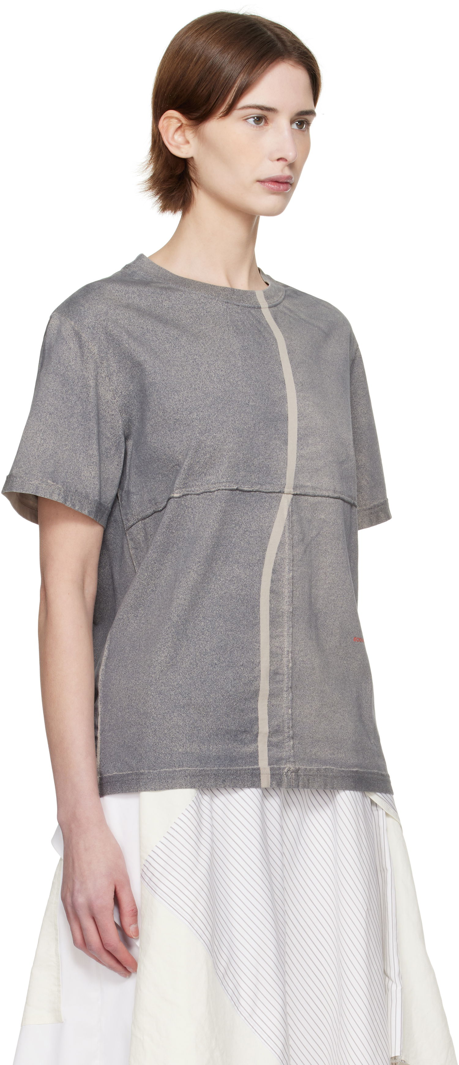 T-shirt Eckhaus Latta Eckhaus Latta Lapped T-Shirt Grå | 301-EL-PS25-S -, 1