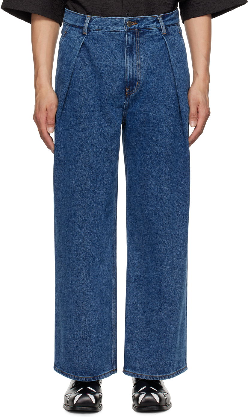 Jeans ADER ERROR ADER error Sig; TRS Tag 02 Pleated Wide-Leg Jeans Blå | BO42FYJE0102BL