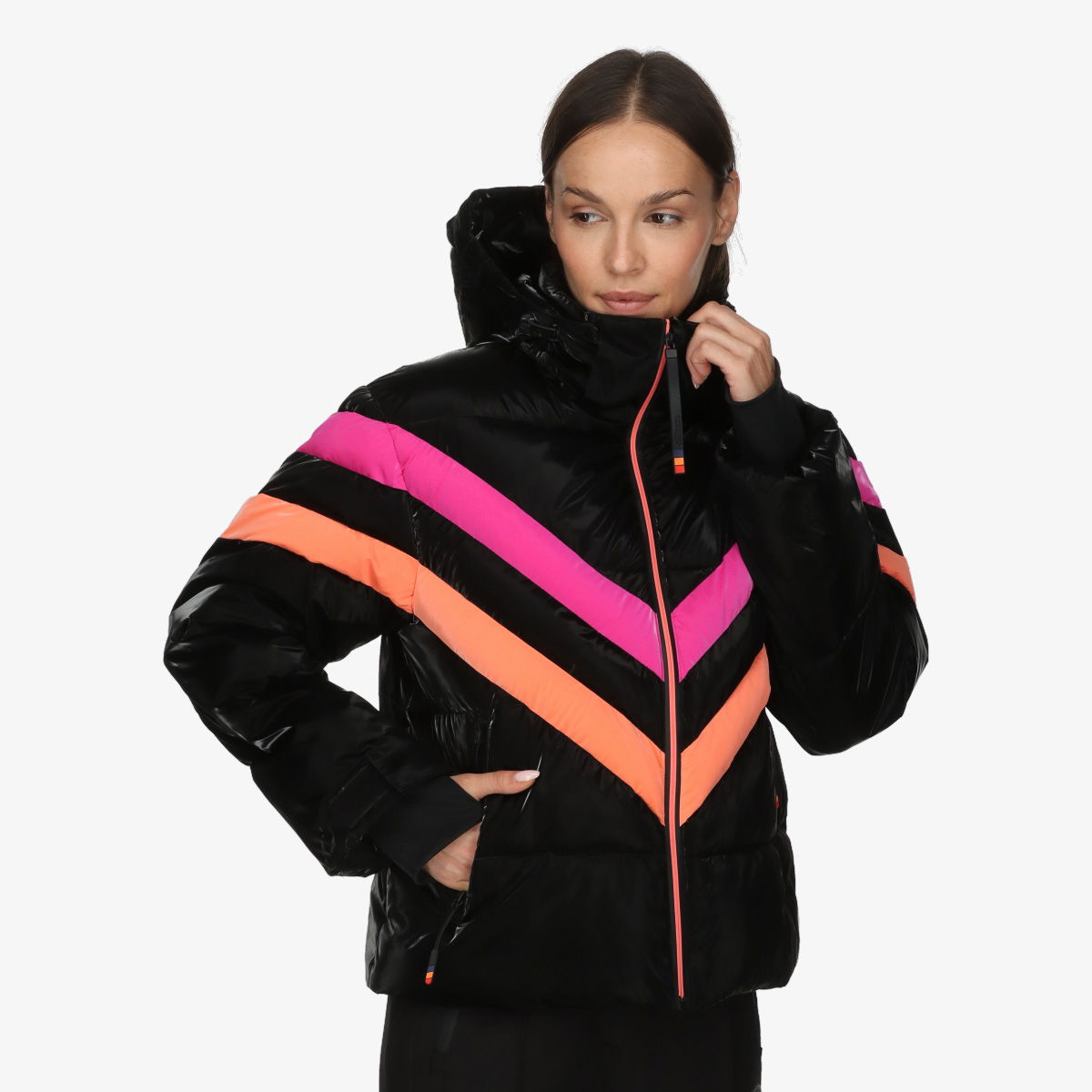 Puffer jakke Ellesse Milica Hooded Color Block Puffer Jacket Flerfarvet | ELA253F501-01, 0