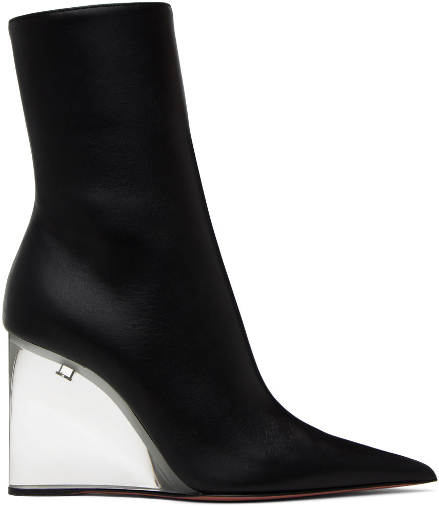 Trenchcoat Amina Muaddi Amina Muaddi Pernille Wedge Ankle Boots Sort | PERNILLE HALF GLASS WEDGE NAPPA, 0