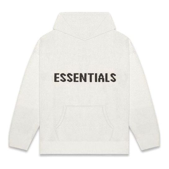 Sweatshirt Fear of God Essentials Knit Logo Hoodie Hvid | FOG-FW20-334