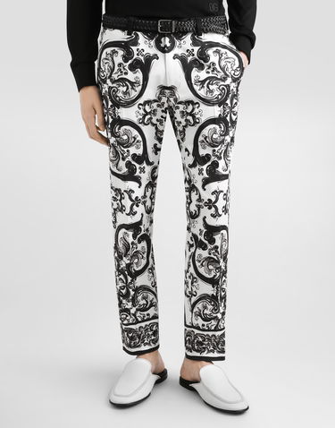 Bukser Dolce & Gabbana Dolce & Gabbana Majolica-Print Trousers Hvid | GYK9ETFPFSNHX5DQ, 3