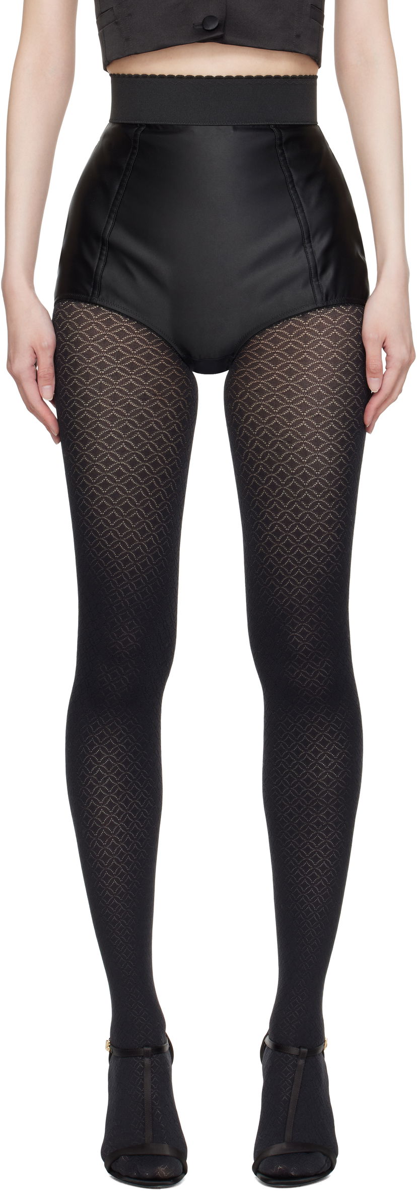 Sokker Dolce & Gabbana Dolce&Gabbana Marquisette High-Waisted Shorts Sort | FTAG1T GDCMX